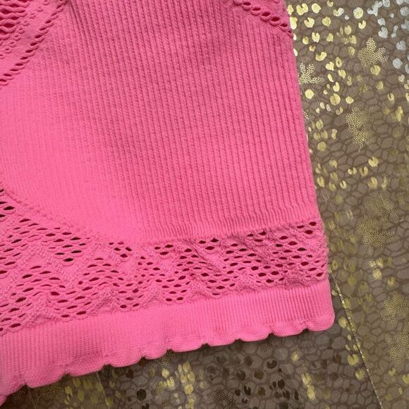 Aerie Hot Pink Burst Superchill Seamless Pointelle Bra Top Medium NWOT - Picture 4 of 6